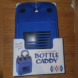 New Insulated 6-Pack Beer Bottle Caddy American Flag Blue